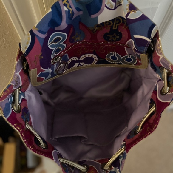 COACH Poppy Layla Graffiti multi-color drawstring cinch 18341 small backpack main image 4